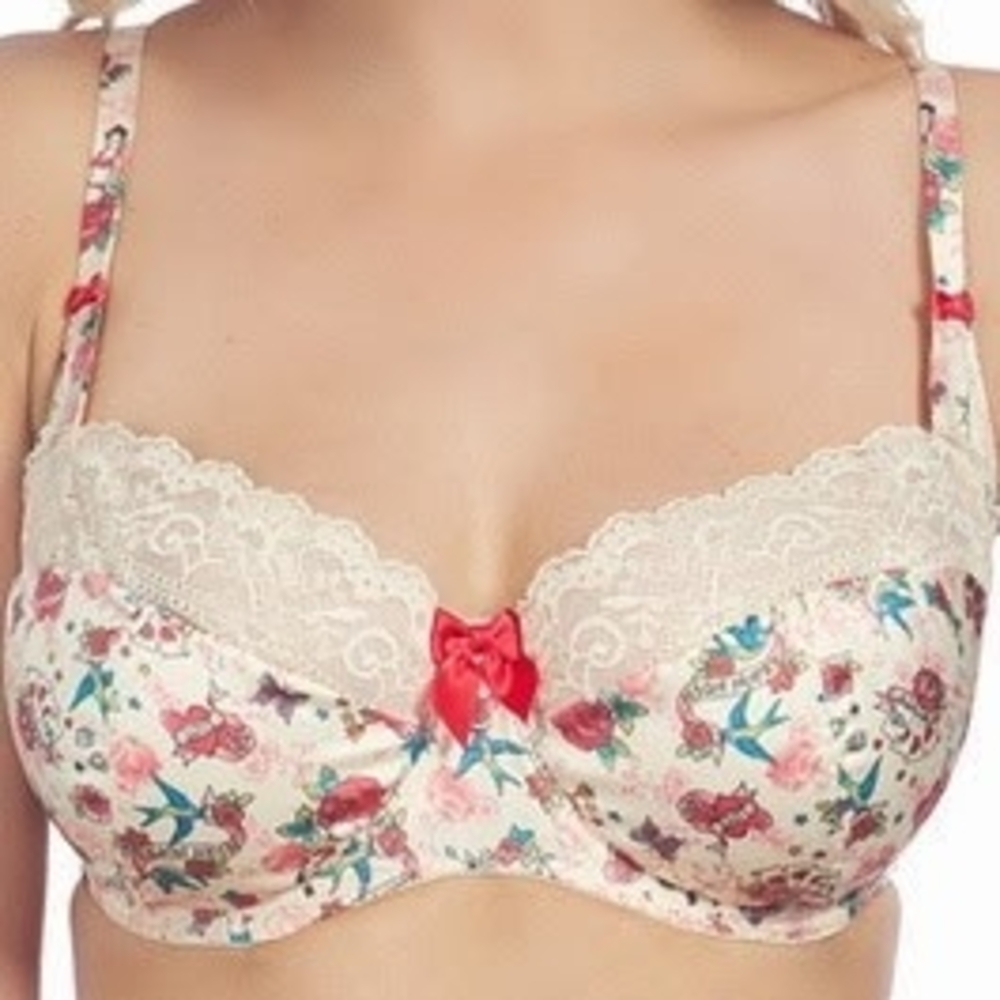 Floral Lace Trim Bra
